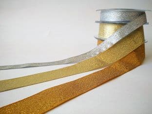 0 SR1401L Metallic Lurex Ribbon - Gold or Silver - Choice of Widths