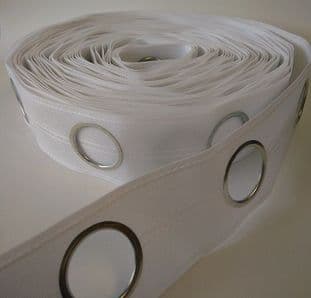 0 E00100 76mm/3" Eyelet Curtain Tape - White - 25m