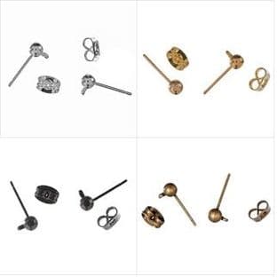 279\ Ear Posts: Stud & Ring with Scroll: 5 Packs of 2 - Full Colour Range