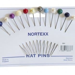 350. Florist/Hat Pins: Stainless Steel - 10mm Round Bead Asst. Colours- 12pcs