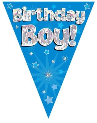 631700 Party Bunting Birthday Boy Blue Holographic