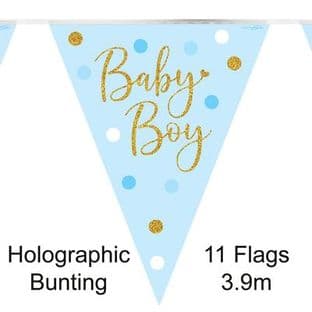 632516 Party Bunting Sparkling Baby Boy Dots Holographic