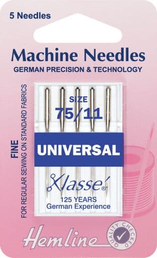 H100.75 Universal Machine Needles: Fine/Medium 75/11
