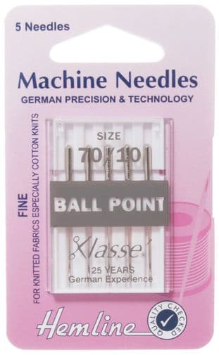 H101.70 Ball Point Machine Needles: Fine 70/10
