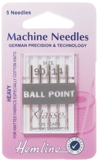H101.90 Ball Point Machine Needles: Medium/Heavy 90/14