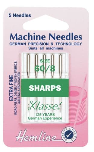 H105.60 Sharp/Micro Machine Needles: Extra Fine 60/8