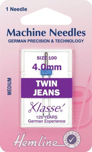 H113.40 Twin Jeans Machine Needles: 100/16 - 4mm