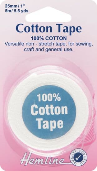 H540.25 Cotton Tape: White - 5m x 25mm