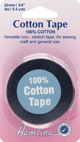 H541.20 Cotton Tape: Black - 5m x 20mm