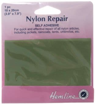 H689.GREEN Self Adhesive Nylon Repair Patch: Green - 10 x 20cm