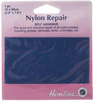 H689.ROYAL Self Adhesive Nylon Repair Patch: Royal - 10 x 20cm