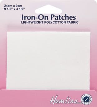 H691.W Polycotton Patch: White - 24 x 9cm - 1pc