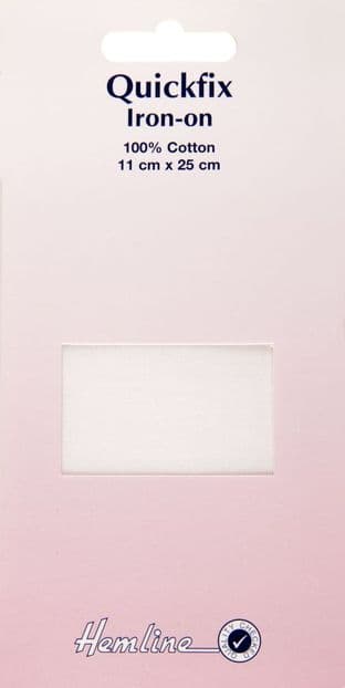 H692.WHITE Quickfix Iron-On Cotton Patches: White - 11 x 25cm