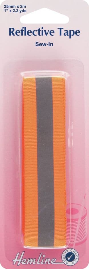 H826.O Reflective Sew-In Tape: Orange - 2m x 25mm