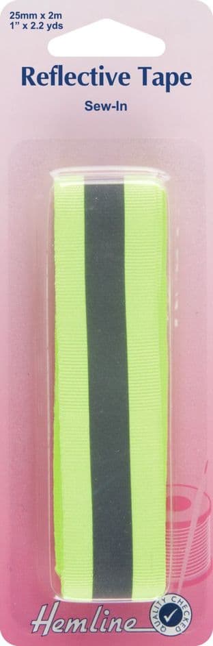 H826.Y Reflective Sew-In Tape: Yellow - 2m x 25mm