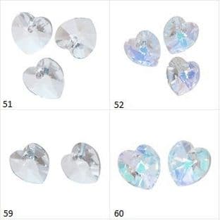 Heart Beads: Crystal: 3 Packs - Choice of Size and Finish