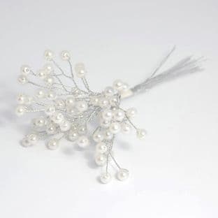 B1436WH\SL Bead Bunch: 15cm: Pack of 12: White/Silver