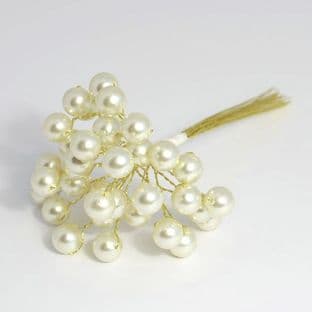 B1443CM\GL Pearls: 10mm: 3 Stem: Pack of 12: Cream/Gold