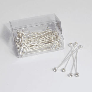B1695SL Corsage Pins: Diamante: 4mm: Pack of 72: Silver