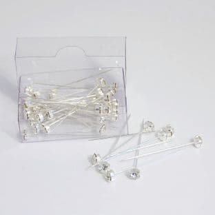 B1700SL Corsage Pins: Diamante: 5mm: Pack of 36: Silver