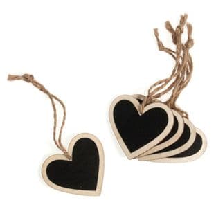 B2087 Wooden Heart with Blackboard: Pack of 5: Natural Wood