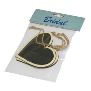 B2088 Wooden Heart with Blackboard: Pack of 3: Natural Wood