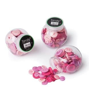 BP007 Jar of Craft Buttons: Assorted Pink: Pack of 3