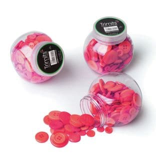 BP008 Jar of Craft Buttons: Assorted Red: Pack of 3