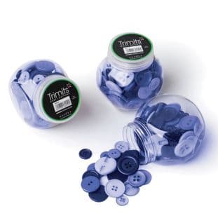 BP009 Jar of Craft Buttons: Assorted Blue: Pack of 3