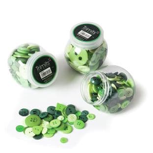 BP010 Jar of Craft Buttons: Assorted Green: Pack of 3