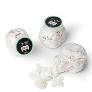 BP011 Jar of Craft Buttons: Assorted White: Pack of 3