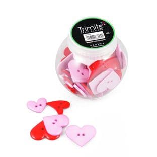 BP016 Jar of Craft Buttons: Hearts: Pack of 3