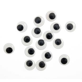 CB015 Toy Eyes: Googly: Glue-On: 5mm: Black: 40 Pack