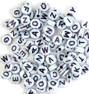 CF155 Beads: Alphabet: Black / White