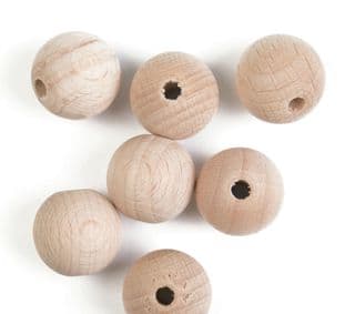CF164 Beads: Beech Wood: 20mm: Pack of 7