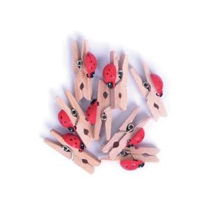 CF175 Pegs: Wooden: With Ladybird: Pack of 8