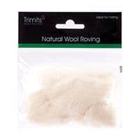 FW10.301 Natural Wool Roving: 10g : White