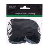 FW10.303 Natural Wool Roving: 10g : Black
