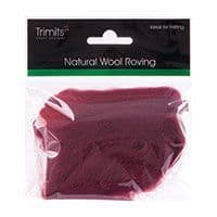 FW10.304 Natural Wool Roving: 10g : Wine