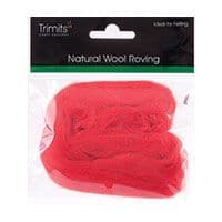 FW10.317 Natural Wool Roving: 10g : Red