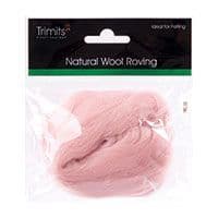 FW10.323 Natural Wool Roving: 10g : Powder Pink