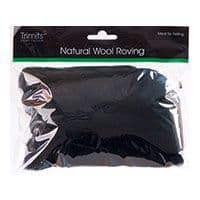 FW50.303 Natural Wool Roving: 50g : Black
