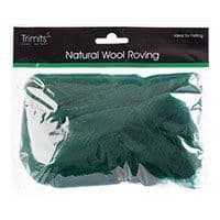 FW50.328 Natural Wool Roving: 50g : Grass Green