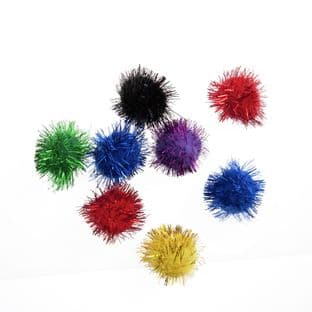 Glitter Pompom: 2.5cm (1in): Assorted Colours: Pack 8