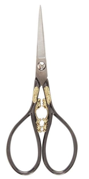 H342 Scissors: Embroidery: Pro Cut: Black/Gld: 10.8cm/4.25in