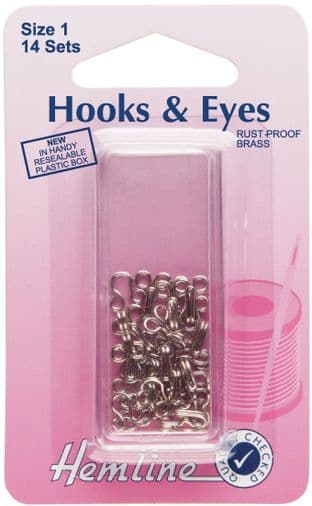 H400.1 Hooks and Eyes: Nickel - Size 1