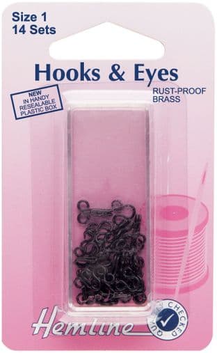 H401.1 Hooks and Eyes: Black - Size 1