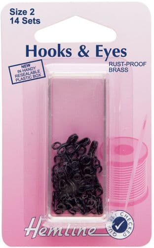 H401.2 Hooks and Eyes: Black - Size 2