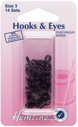 H401.3 Hooks and Eyes: Black - Size 3
