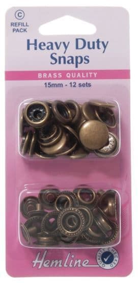 H405R.A  Heavy Duty Snaps Refill Pack: Antique Brass - 15mm